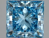 Minimalist 3.04 CT Princess Shape Fancy Vivid Blue Color VS2 Clarity Moissanite Diamond For Custom Ring