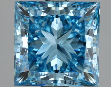 Minimalist 3.04 CT Princess Shape Fancy Vivid Blue Color VS2 Clarity Moissanite Diamond For Custom Ring