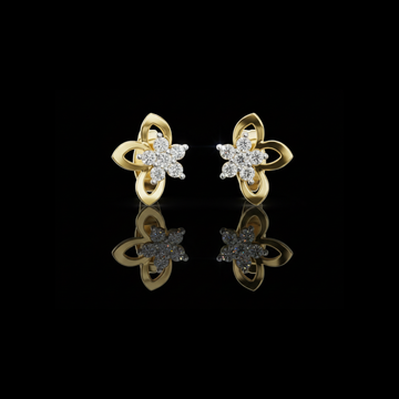 0.18 TCW Celestial Floral Knot Moissanite Diamond Stud Earrings with Petals and Cluster Round CutCenter