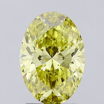Unique Of 1.54 CT Oval Shape Fancy Intense Yellow Color VS2 Clarity Lab Grown Diamond For Wide Blue