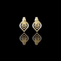 0.06 TCW Royalmark Apex Moissanite Diamond Accent Open Frame Gold Stud Earrings with Sculpted Inner Motif