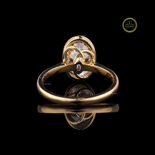 Bezel Set Elongated Oval Solitaire Engagement Ring - view 4