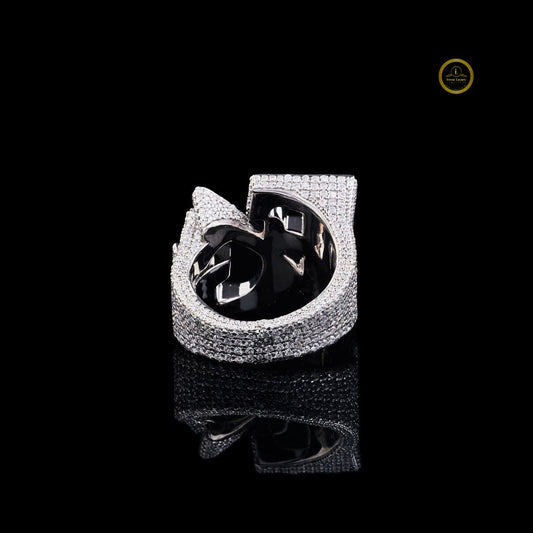Custom Iced Out Initial Letter Hip Hop Moissanite Ring - view 4