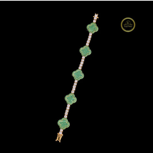 Green Clover Cut Moissanite Tennis Bracelet - view 4