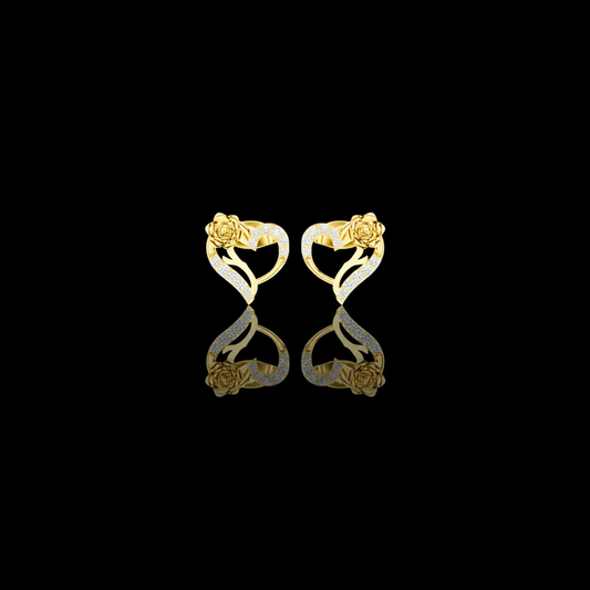0.14 TCW Lovely Lab Grown Heart Shaped Diamond Rose Earrings Romantic Fine Jewelry For Mine