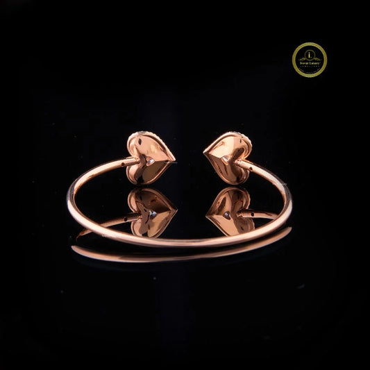 Heart Cut Lab Grown Diamond Open Cuff Bangle Bracelet - view 4