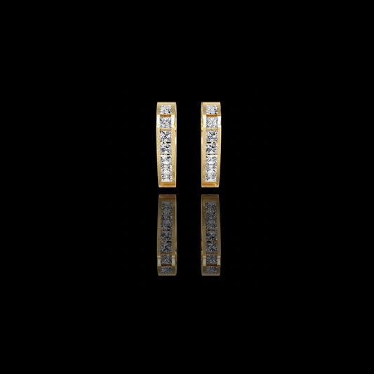 0.83 TCW Elegant Gold Vertical Bar Earrings Featuring Channel Set Princess Lab Diamond for a Modern Look