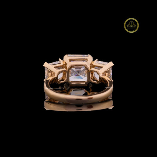 Asscher Cut Three Stone Lab Diamond Engagement Ring - view 4