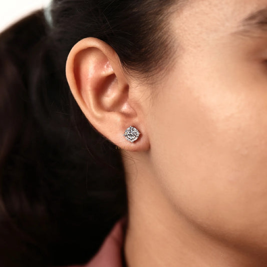 Round Solitaire Stud Earrings - view 4