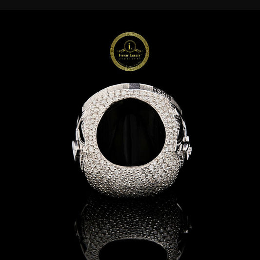 Full Silver Ant Unique Style Lab Grown Diamond Hip Hop Men Ring - view 4