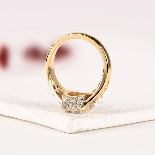 Cushion Cut Bezel Split Shank Ring - view 4
