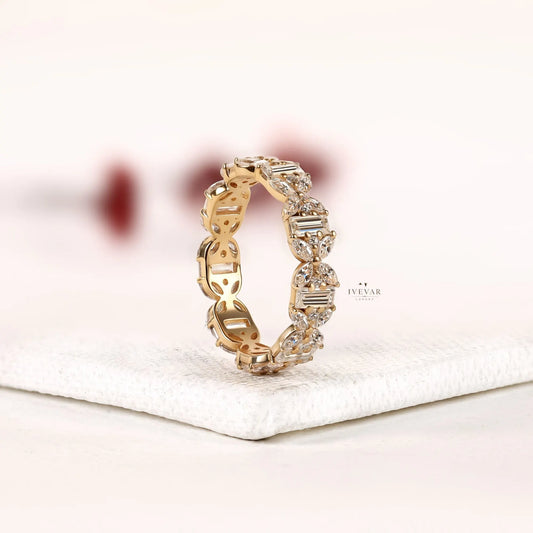 Baguette and Marquise Lab Diamond Floral Infinity Band - view 4