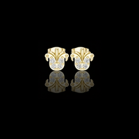 0.28 TCW Regal Fan Moissanite Diamond Quartet Stud Earrings with Sculpted Crest Design