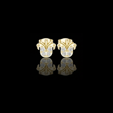 0.28 TCW Regal Fan Moissanite Diamond Quartet Stud Earrings with Sculpted Crest Design