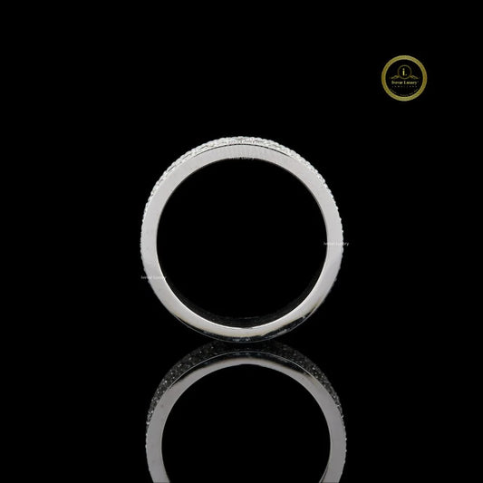 Triple Row Emerald & Round Cut Lab Diamond Eternity Wedding Band - view 4