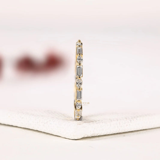 Baguette & Marquise Alternative Lab Diamond Eternity Wedding Band - view 4