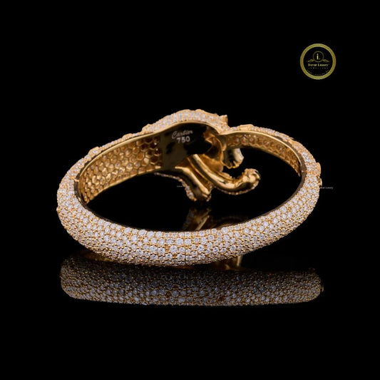 Panther Head Cut Pave Bangle Bracelet - view 4