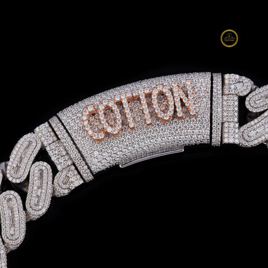 Custom COTTON Alphabet Clasp Pave Lab Diamond Capsule Link Chain - view 4