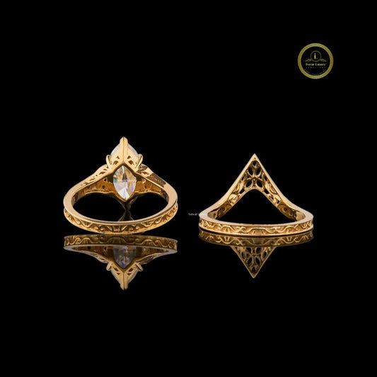 Marquise Cut Filigree Lab Diamond Engagement Ring - view 4