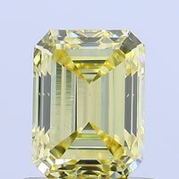 Exclusive Of 0.92 CT Emerald Shape Fancy Intense Yellow Color VS2 Clarity Lab Grown Diamond For Sweet Light