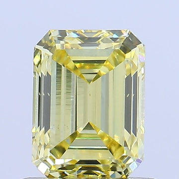 Exclusive Of 0.92 CT Emerald Shape Fancy Intense Yellow Color VS2 Clarity Lab Grown Diamond For Sweet Light
