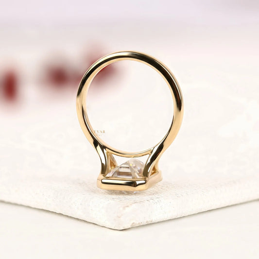 Bezel Setting Emerald Lab Diamond Solitaire Engagement Ring - view 4