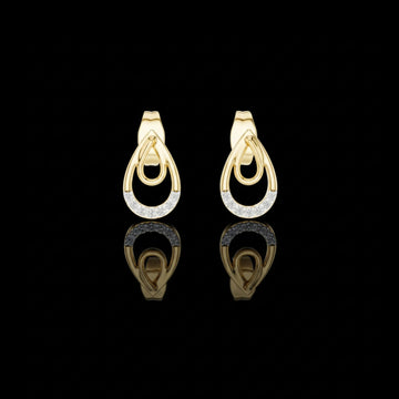 0.076 TCW Iconic Loop Moissanite Round Diamond Gold Stud Earrings with Interlinked Teardrop Elegance
