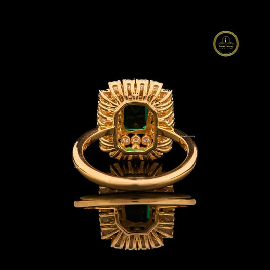 Emerald Cut Green Lab Diamond Double Halo Ring - view 4