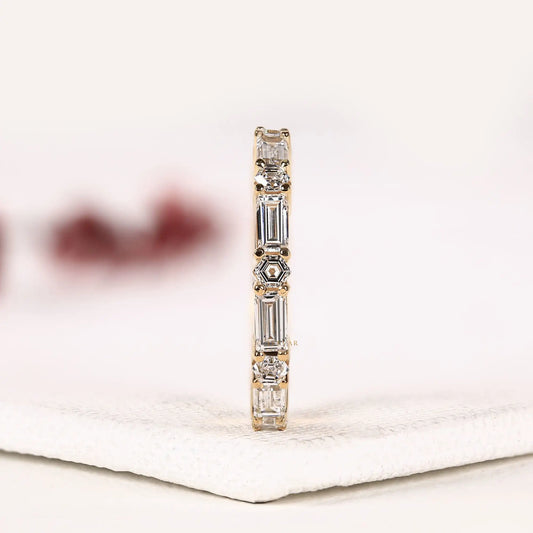 Baguette & Hexagon Cut Lab Alternative Diamond Eternity Band - view 4