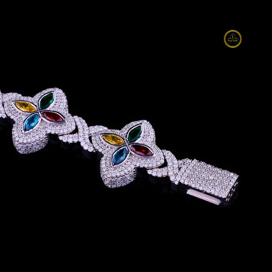 Multicolor Marquise Floral Cut Moissanite Tennis Bracelet - view 4