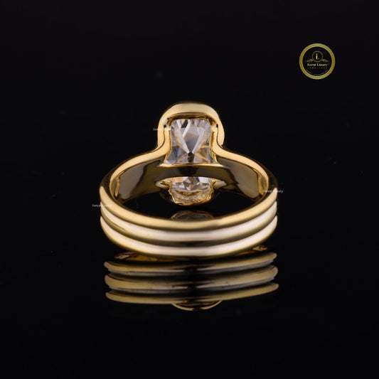Elongated Cushion Bezel Solitaire Lab Diamond Ring - view 4