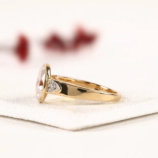 Bezel Set Oval Cut Lab Diamond Engagement Ring - view 4
