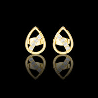 0.15 TCW Modern Teardrop Moissanite Diamond Stud Earrings with Brilliant Cut Accents
