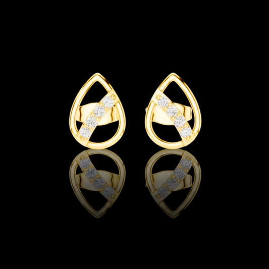 0.15 TCW Modern Teardrop Moissanite Diamond Stud Earrings with Brilliant Cut Accents