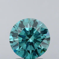 Sparkling 3.02 CT Round Shape Fancy Vivid Greenish Blue Color SI1 Clarity Moissanite Diamond For Engagement Ring