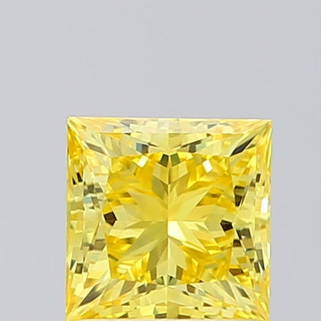 Sparkling 1.04 CT Princess Shape Fancy Vivid Yellow Color VVS1 Clarity Lab Grown Diamond For The Drift