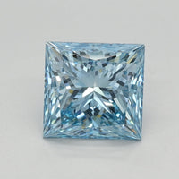 Brilliant 1.08 CT Princess Shape Fancy Vivid Blue Color VVS1 Clarity Lab Grown Diamond For Low Fire