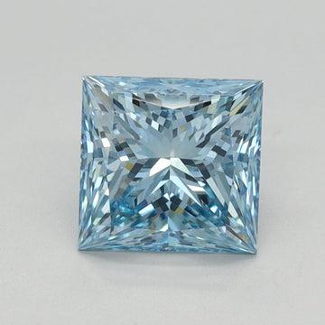 Brilliant 1.08 CT Princess Shape Fancy Vivid Blue Color VVS1 Clarity Lab Grown Diamond For Low Fire