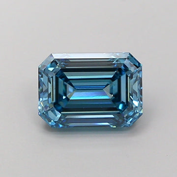 Minimalist VS1 Clarity 2.02 CT Emerald Shape Fancy Vivid Blue Color Moissanite Diamond For Custom Ring