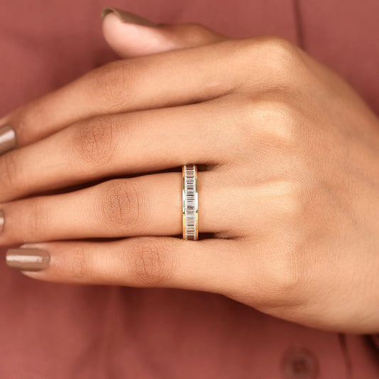 Baguette Cut Eternity Band in Gold - view 4
