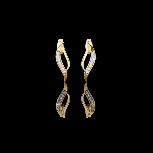 0.14 TCW Serenova Curve Lab Diamond Gold Stud Earrings with Fluid Open Arc Design For Gift