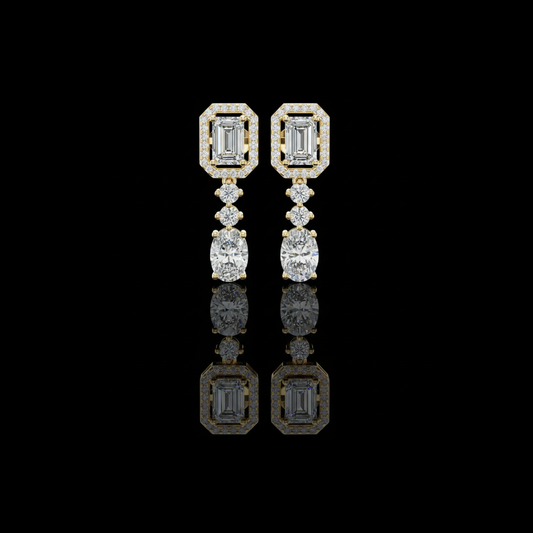 1.41 CT Exquisite Art Deco Inspired Lab Grown Diamond Drop Earrings with Cascading Brilliance