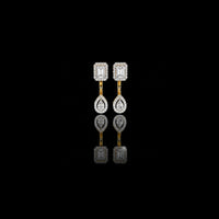 1.11 CT Sophisticated Emerald Halo Top with Pear Halo Drop Lab Diamond Earrings in Gold