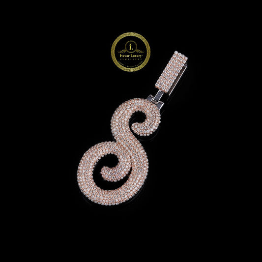 One Letter Pendant With Two Tone and Lab Grown Round Cut Diamond Pendent By Ivevar