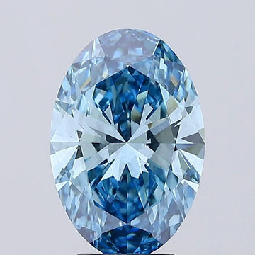 Trendy Of 4.10 CT Oval Shape Fancy Vivid Blue Color VS2 Clarity Moissanite Diamond For Deep Gold