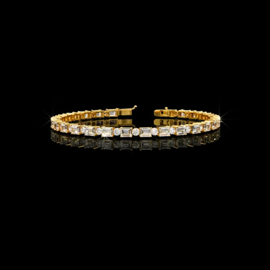 9 TCW Lab Grown Emerald Cut Diamond Tennis Bracelet with Precision Cut Brilliance For Quiet Days By Ivevar