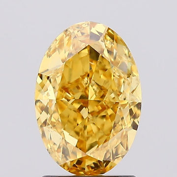 Beauty Of Of 2.09 CT Oval Shape Fancy Vivid Yellow Color VS2 Clarity Lab Grown Diamond For No Rush