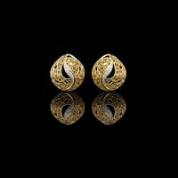 0.06 TCW Artisan Filigree Wave Moissanite Diamond Stud Earrings with Curved Pave Accent For Women