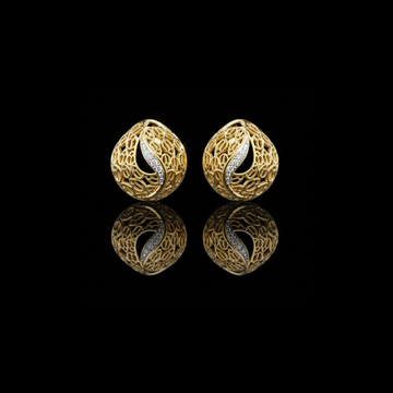 0.06 TCW Artisan Filigree Wave Moissanite Diamond Stud Earrings with Curved Pave Accent For Women