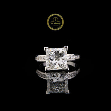 3.00 CT Full Silver Princess Cut Diamond Ring By Ivevar.